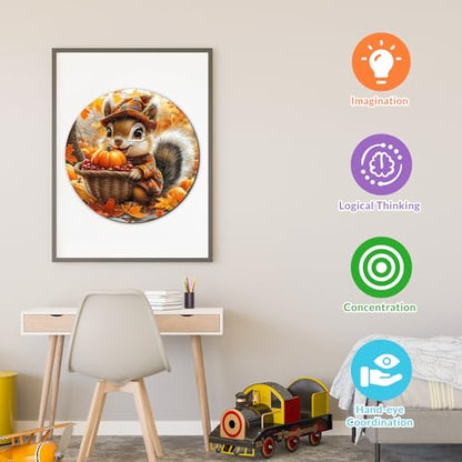 Fall Wooden Puzzles for Kids Ages 6-8 - Squirrel Harvest - color: Squirrel's Harvest