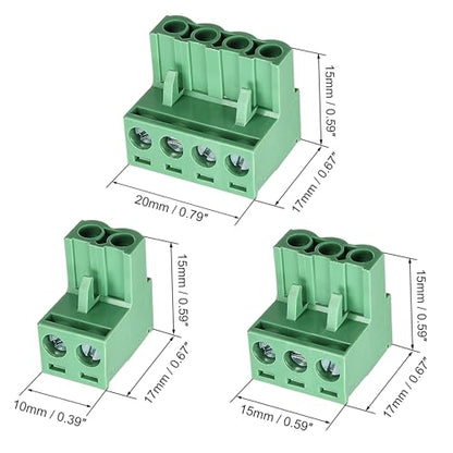 60Pcs 5.08mm Pluggable Screw Terminal Block 2P 3P 4P 300V 10A - size: 60pcs 2P 3P 4P 5.08mm