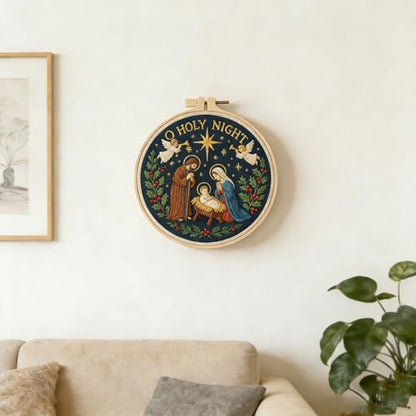 BoAn Nativity Embroidery Kit for Adults, DIY Cross Stitch Kit with Hoop - color: shengjing-2