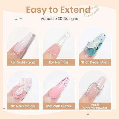 3d Gel Nail Art Sculpture Non Stick Hand Molding Gel for Nails - color: Clear&Pink&Pearl White