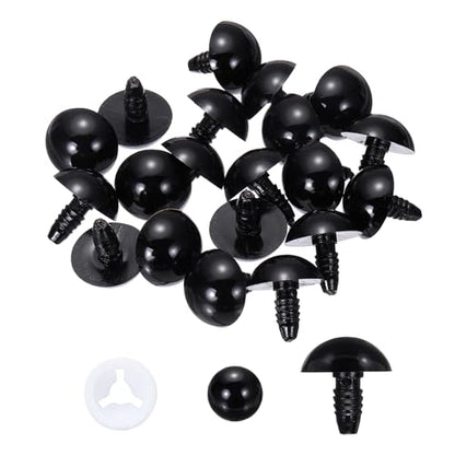 PATIKIL 18mm Safety Eyes, 20 Pcs Plastic Craft Eyes with Protective Film with Washers for Stuffed Animals Crochet Toys Dolls DIY Craft Making, Black - size: 18mm
