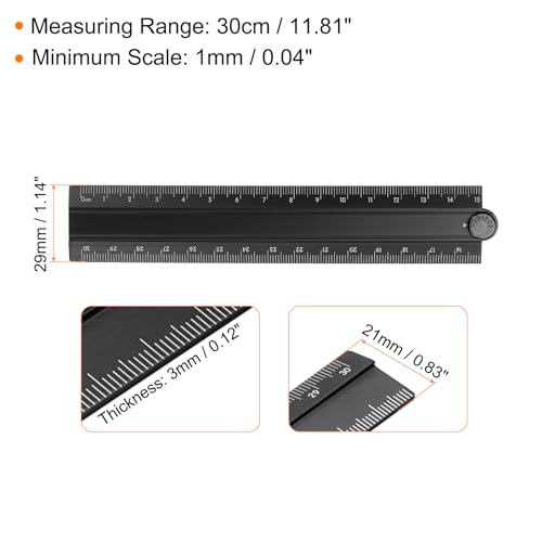 HARFINGTON 2pcs Folding Straight Ruler 30cm Metric Aluminum Alloy Protractor Foldable Angle Ruler Geometric Measure Tool with Angle Line for Architect Artist Office, Black/Peacock Blue - color: Black/Peacock Blue