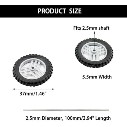 10PCS RC Toy Wheel 2.5mm Dia Shaft RC Car Motorcycle Rubber Tire Wheel with Round Rod Shaft Axles for RC Car Motorcycle DIY Model Toy Replace Parts (2.5x37mm) - style: 2.5x37mm
