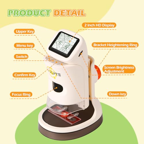 Handheld Digital Microscope for Kids, 1000X, 2.1'' HD LCD Screen