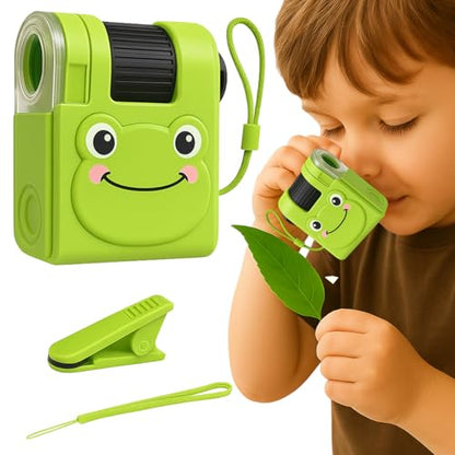 2026 New Kids Pocket Microscope Toy - 60x-80x Handheld Portable Science Kit with LED Light - STEM Educational Gift & Christmas Stocking Stuffer for Boys & Girls Age 3-12 (Green Frog) - style: Frog