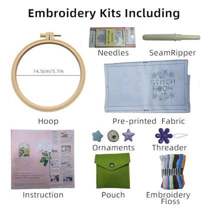 Herdiese Embroidery Stitch Book Kit for Beginners with 32 Stitches