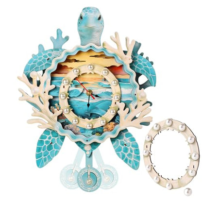 3D Puzzles for Adults Seaturtle Clock Craft for Adults Wooden Puzzle - color: Sea Turtle Clock