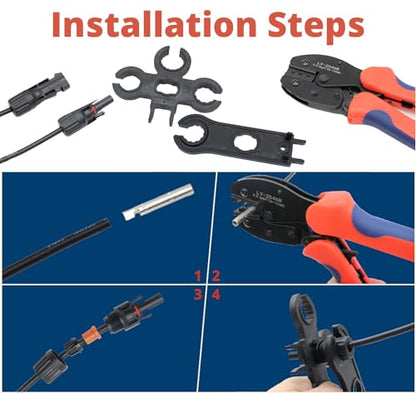 MC-4 Solar Connector Kit 6-Pair with Crimper Tool Set - color: Mc4-6set