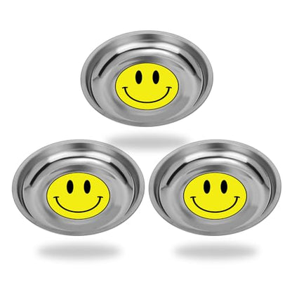 VASTOOLS Magnetic Parts Tray 3 Pack, 6" Round Magnetic Parts Bowl, Stainless Steel,for Screw Socket Pin Tools Nuts Bolts Ferruginous Metal Accessories - style: Bowl 3pc