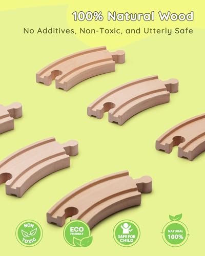 SainSmart Jr. Wooden Train Set for Toddler, 41pcs Wood Train Track w/Crane Fits Brio, Thomas, Melissa and Doug, Kids Wood Toy Train for Kids Ages 3+ - style: Crane