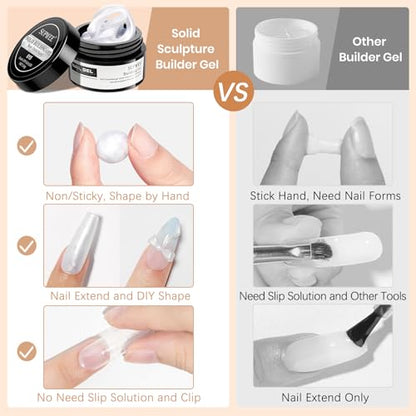 3d Gel Nail Art Sculpture Non Stick Hand Molding Gel for Nails - color: Clear&Pink&Pearl White