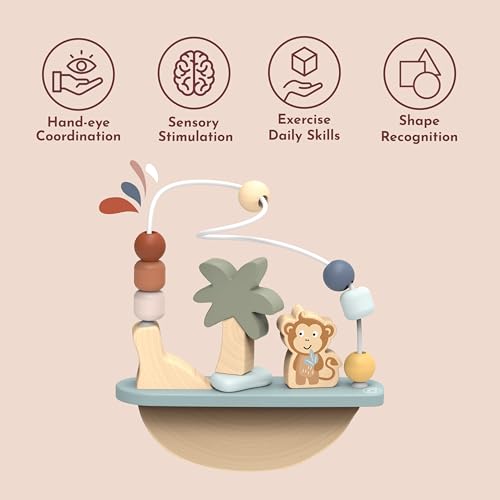SPEEDY MONKEY Wooden Rocking Bead Maze | Monkey & Palm Tree Toy for Kids - color: Rocking Beads Maze