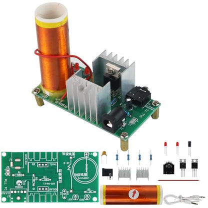Tesla Coil Soldering Kit with Purple Arc & Bluetooth Music Sync | DIY Spark Generator for Science Experiments, Lighting Lamps, and Audio Visual Effects - style: GreenTesla