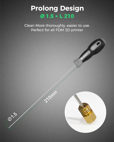 Creality Official Clog Poke, 3D Printer Nozzle Cleaning Kit Φ1.5mm L210mm Extruder Nozzle Cleaning Kit Must-Have 3D Printing Tool Kit for All FDM 3D Printers and 1.75mm ID Nozzle - style: Clog Poke