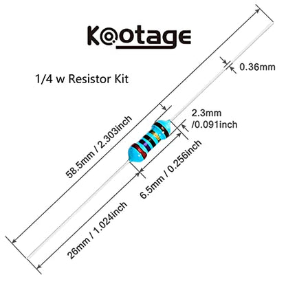 2600 Pcs 130 Values 1/4W Resistor Kit from 1 Ohm to 3M Ohm 1/4 Watt 1% Tolerance Metal Film Resistors Assortment - style: 1/4W 130 Values