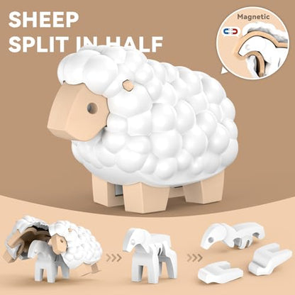 Magnetic Animal Building Toys, STEM Toddler Learning Toys 3D Puzzle Animals for Boys Girls, Educational Magnetic Travel Montessori Toy Sheep Wolf Reindeer Sloth,Unique Birthday Gift for Kids 3 4 5 6 7 - style: Forest Animals