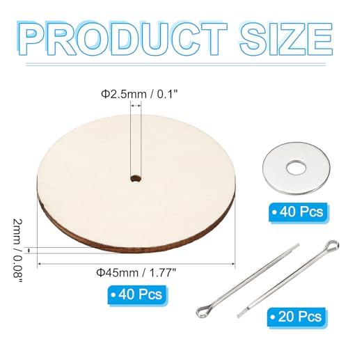 PATIKIL 45mm Doll Joints, 20 Set Removable Cotter Pin Joints Connector and Fiberboard Tray for Bear Limbs Making Head Joints DIY Crafts Accessories - size: 45mm