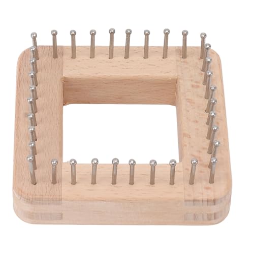 Square Wooden Knitting Loom with Multiple Hooks, Mini Crochet Board for Weaving Scarves, Hats, Socks and Hairband - DIY Beginner Knitting Tool - size: Small