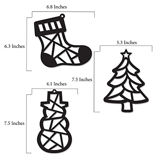 VHALE Suncatchers Craft 3 Sets (9 Cutouts) w Tissue Papers Stained Glass Effect Paper Sun Catcher Kit, Window Art, Classroom Crafts, Creative Art Projects, Kids Party Favors (Christmas) - style: Christmas