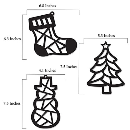 VHALE Suncatchers Craft 3 Sets (9 Cutouts) w Tissue Papers Stained Glass Effect Paper Sun Catcher Kit, Window Art, Classroom Crafts, Creative Art Projects, Kids Party Favors (Christmas) - style: Christmas