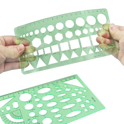 Circle Template, Style2, Clear Green Plastic, 2 PCS - style: Style2,2Pcs