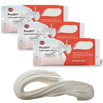 Air Dry Clay Lightweight, Flexible Modeling Clay for Adults Arts and Crafts - color: White-3 Packs