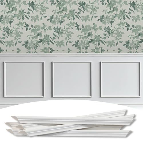 Lunghaa 3-Frame 20" x 20" Premade Accent Wall Molding Kit, Ready-to-Assemble Wainscoting Panels, Pre-Cut Chair Rail Moulding Trim Picture Frame for Home Décor - size: 3-Frame, 20"W x 20"H