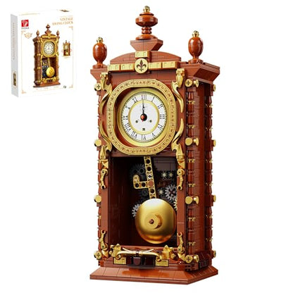 TYCOLE Vintage Pendulum Clock Building Toy, Real Working Clock Set