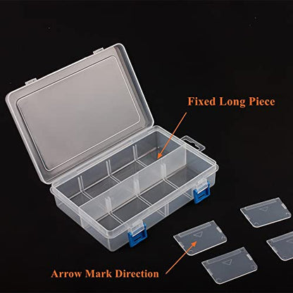 3 Pack Plastic Parts Storage Case and Adjustable Divider Box for Hardware and Craft, 8 Grids, Clear - size: 8 Grids