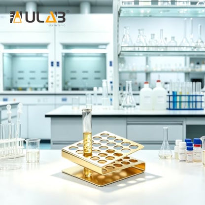 ULAB Tube Rack, Aluminum Material, 2PCS 25holes(5×5), Suitable for Tubes of Dia.≤17mm,Yellow Color,UTR1018 - color: 2*25holes Aluminum