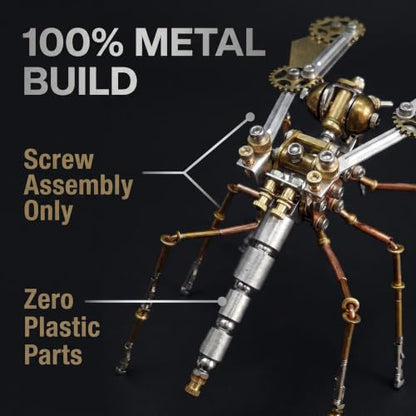 3D Metal Puzzle Model Mechanical Kits Steampunk Mosquito 140+ Components 2-3 Hours Build No Glue Screw Assembly Desktop Decor Christmas & Birthday Gift for Adults Men(Mosquito A) - style: Mosquito A