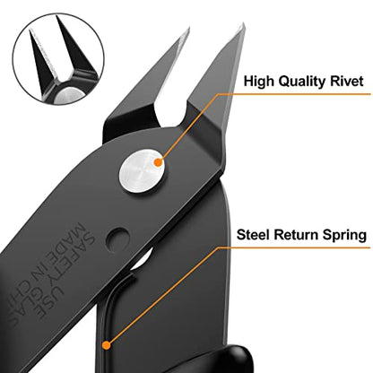 10 Pack Small Wire Cutters for Jewelry Making 5 Inch Model Nippers Filament 3d Print Snips Zip Tie Flush Cutter for Soft Copper Wire, Crafts, Floral, Electronics, Black - color: Black ( 10 Pack )