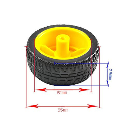 TT Motor with Leads DC 3-6V Gearbox Motor 1:48 200RPM Tire Wheel for Arduino Smart Car 2Pin Male Connector Wire (4, 4motor+4wheel) - size: 4motor+4wheel