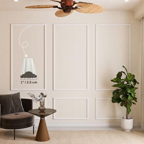 Peel and Stick Wall Molding Kit – Pre-Cut & Primed Trim Package, DIY Self-Adhesive Wainscoting Panels, Paintable Polystyrene Wall Frame, Easy Wall Upgrade (Model-2)
