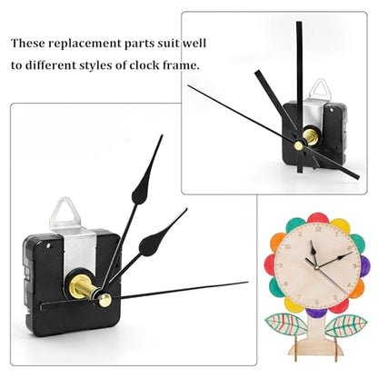 28mm Quartz Long Shaft Clock Movement Kit - DIY Wall Clock Mechanism with 1-1/10 Inch Shaft, 2 Pairs of Hands, Replacement Clock Repair Kit