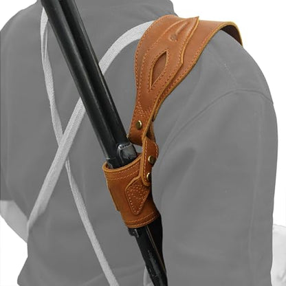 WAYNE'S DOG No Drill Leather Rifle Sling with Slip-on Recoil Pad and Barrel Mount fit for Lever Action Rifles, Shotguns - color: Brown, size: Full Leather