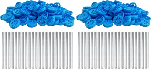 EUDAX 30mmx8mm Plastic Roll 2mm Dia Shaft Toys Wheel and 2mmx100mm STEM Shaft Round Rod Axles for DIY Toy RC Car Truck Boat Helicopter Model Part (Blue, 100pcs) (Pack of 2) - color: Blue, size: 100pcs (Pack of 2)