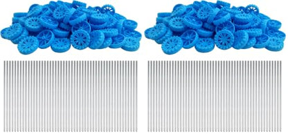 EUDAX 30mmx8mm Plastic Roll 2mm Dia Shaft Toys Wheel and 2mmx100mm STEM Shaft Round Rod Axles for DIY Toy RC Car Truck Boat Helicopter Model Part (Blue, 100pcs) (Pack of 2) - color: Blue, size: 100pcs (Pack of 2)