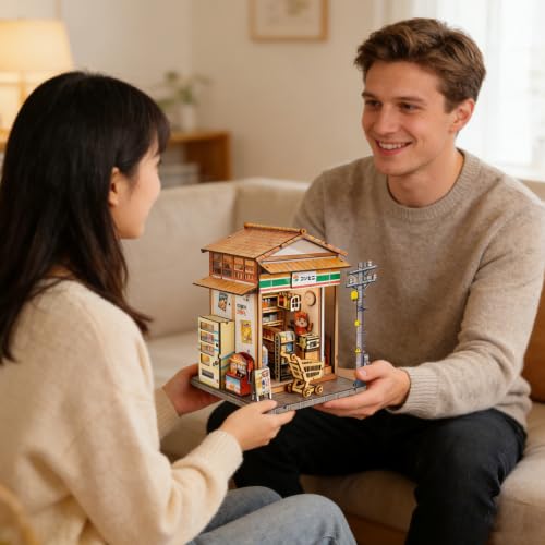 Music Park Book Nook for Adults, 3D Wooden Puzzle Konbini Store with LED - color: Konbini Store