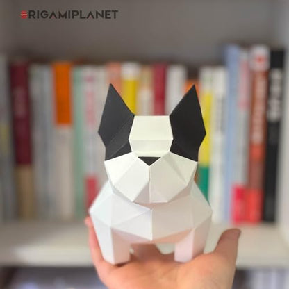 Bulldog 3D Origami Paper Craft Kit, Easy DIY Pre-Cut Puppies Paper Sculpture Model for Adults, Cute Animal Handmade Home Decor Papercraft Gift Set for Beginners