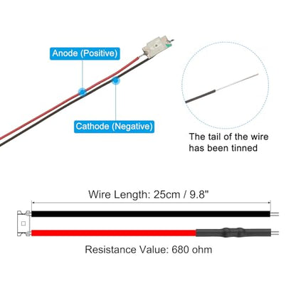 PATIKIL 1206 Pre-Wired Micro LED, 12 Pcs 9-12V Pre-soldered Mini Light Emitting Diodes Surface Mount Device for Model, DIY, 9.8" Length, Red - color: Red, size: 1206