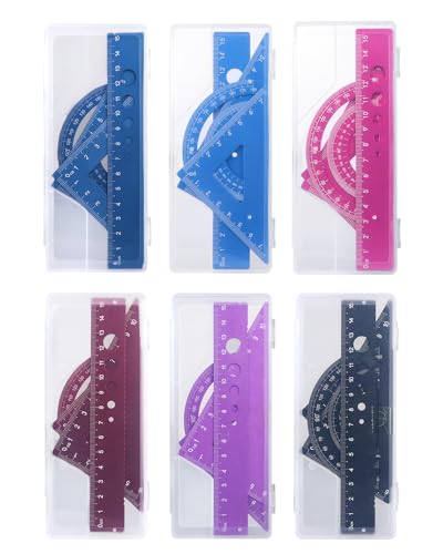 Honagu Triangular Ruler Set, 4 Pieces Aluminum Alloy Ruler, Metal Drafting Ruler, Geometric Protractor for Students, Draftsmen, Engineers, School Office Supplies (Pink) - color: Pink