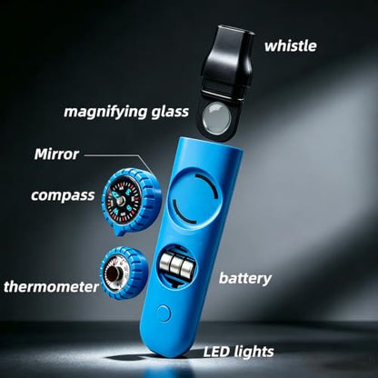 Emergency Survival Safety Whistle，Whistle for Kids with Lanyard,Compass,Thermometer,Ideal for Kayaking, Boating, Hiking, Camping, Climbing - color: Blue 2pcs