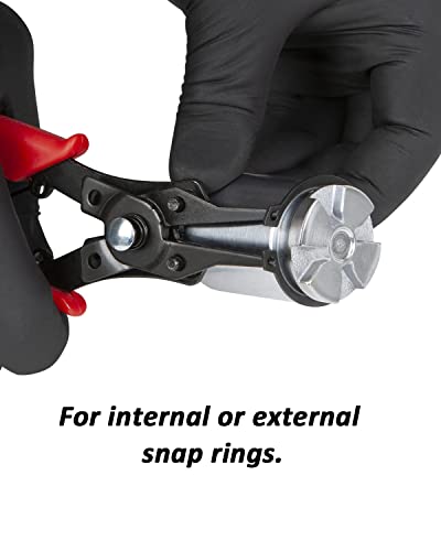 Snap Ring Pliers, Hosrnovo 4 In 1 C Clips Removal Retaining Set for Automotive and Engine Repair, Interchangeable Jaw Head 45 90 and 180 Degree Angled Jaws