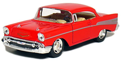 KiNSMART 1957 Chevy Bel Air Coupe 1:40 Scale 5" Die Cast Metal Classic Toy Car (Red) - color: Red