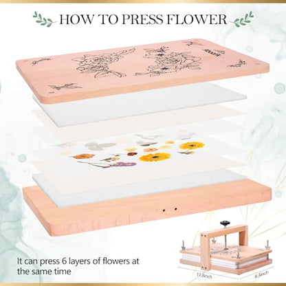 Aboofx Large Flower Press Kit, 11.8" x 8.3" 6 Layers - size: 11.8"x8.3"