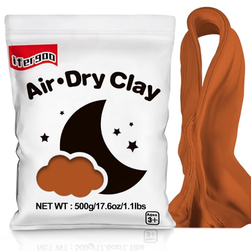 ifergoo 500g Brown Air Dry Clay, 1.1LBS DIY Creative Modeling Clay for Kids - color: Brown/500g
