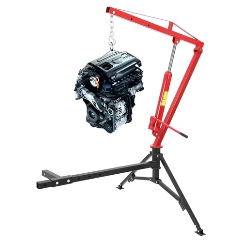 Garvee Hydraulic Pickup Truck Crane, Heavy Duty 1000 Lbs Capacity, 360° Swivel Hitch Mounted Crane with 3 Adjustable Capacities for Construction Goods Lifting