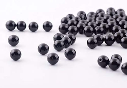 Natural Stone Beads 100pcs 10mm Black Obsidian Round Genuine Real Stone Beading Loose Gemstone Hole Size 1mm DIY Charm Smooth Beads for Bracelet Necklae Earrings Jewelry Making (Black Obsidian, 10mm) - color: Black Obsidian, size: 10mm