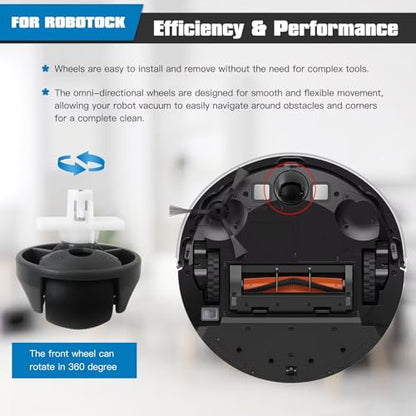 Universal Front Caster Wheel Replacement Kit - Dual Pack Compatible for Roborock Series Including S7/S7+/Q5/Q7 Max